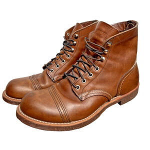 Red Wing Boots 8111 Size 9 D Men's 6-Inch Boot Amber Harness Leather Brown EUC